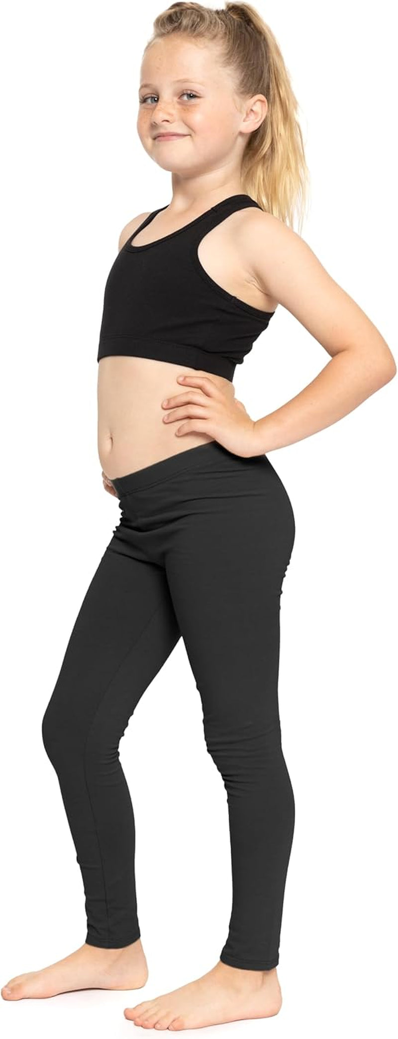 Oh so Soft Leggings for Girls Pants for Girls 2-16 Black | 95% Polyester 5% Spandex, Footless Ankle Length, Pull-On Elastic Waist, under Dresses, Girls Leggings, Black Leggings Girls